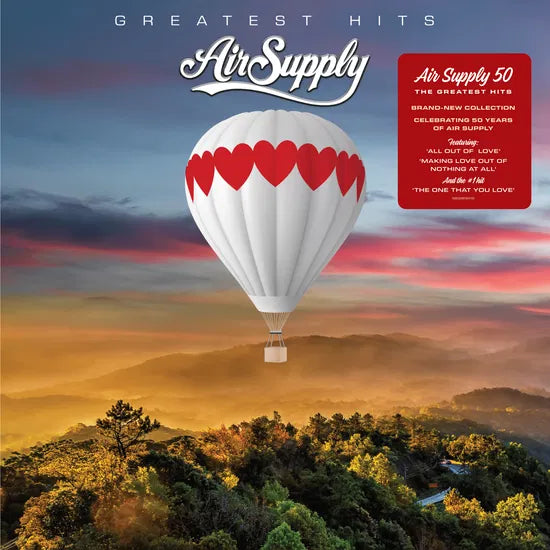 Air Supply 50: The Greatest Hits on Air Supply bändin vinyyli LP-levy.