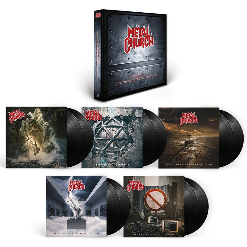 Reforged: The Remastered Collection (1999 - 2013) on Metal Church bändin vinyylilevy boksi.